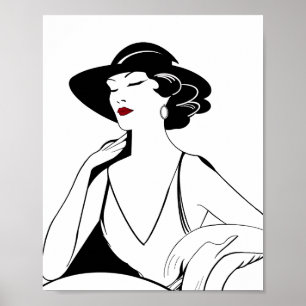 Poster Art Deco - Mulher Glamorosa Ilustrada