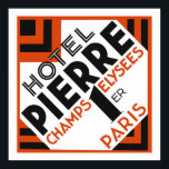 Póster Art Deco Paris — Rótulo francês do hotel<br><div class="desc">A nossa remodelação na mais alta qualidade de imagem de uma etiqueta do hotel Art Deco 1930 para um hotel na mais famosa avenida de Paris. Nota: você pode até,  ao pendurar na parede,  inclinar o poster à direita para mostrar a forma de diamante do rótulo original.</div>
