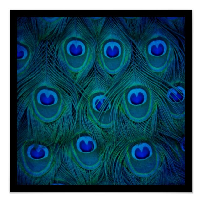 Póster Art Deco Parisiense Teal Green Peacock Feather (Frente)