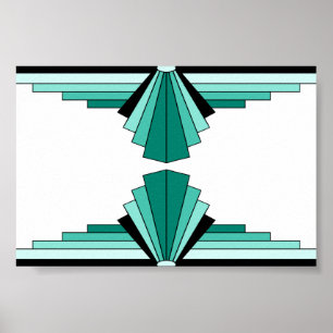 Poster Art Deco Patterno em Verdes