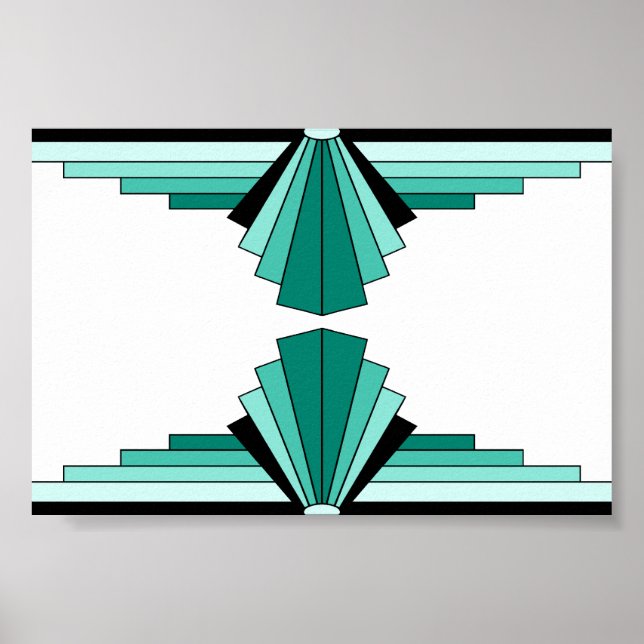 Poster Art Deco Patterno em Verdes (Frente)