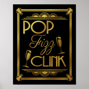 Poster Art Deco POP FIZZ CLINK DOURADA alteração de cor B