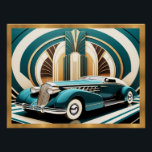 Póster Art Deco - Poster de Carro Dinâmico<br><div class="desc">Eu criei este poster de deco de arte do olhar de deco, com um carro e um plano de fundo de deco de arte. O carro é uma decoração de arte que procura e faz um poster excelente para qualquer sala, seja um escritório, sala de estar ou banheiro. Pode ser...</div>