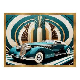 Póster Art Deco - Poster de Carro Dinâmico