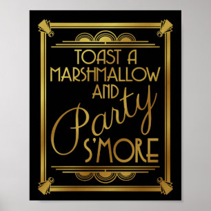 Póster art deco que wedding, sinal do partido do s'more,