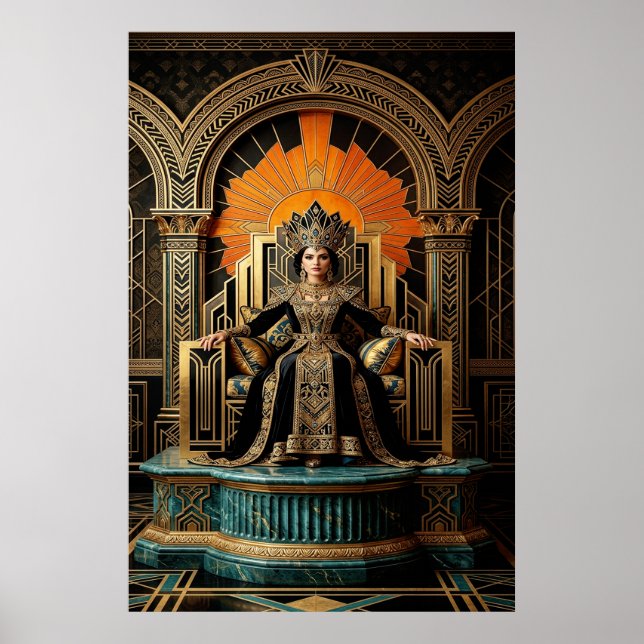 Poster Art Deco Queen Throne Gilded Palace Gold (Frente)