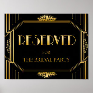 Poster Art deco reservado do sinal   Gatsby do casamento