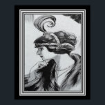 Poster Art Deco Retrato de um Flapper ca.1920 - 16x20<br><div class="desc">Design de Arte com Carvões Únicos,  intitulado "Retrato de um Flapper" ca 1920</div>