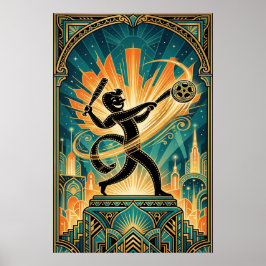 Poster Art Deco Retro Film Strip Cartoon Character