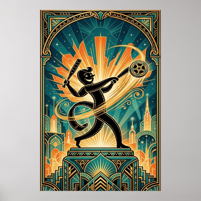 Poster Art Deco Retro Film Strip Cartoon Character (Frente)