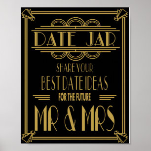 Póster Art Deco Roaring 20's Date Jar festa de casamento