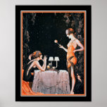 Poster Art Deco Roaring Twentties Flappers<br><div class="desc">Parisiense,  Art Deco,  impressão de dois flappers ruidosos. 11x14 mostrado aqui. Disponível em outros tamanhos.</div>