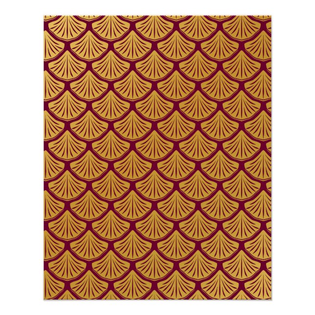 Póster Art Deco Scales da Sereia - Magenta (Frente)