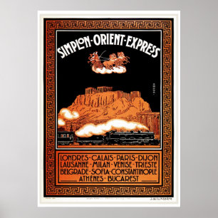 Póster Art deco Simplon oriente Atenas expressa do