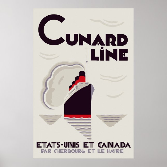 Poster Art Deco Style Cunard Line (Frente)