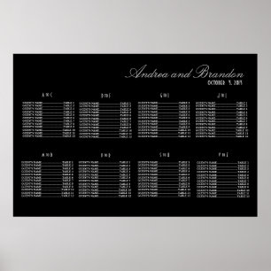 Póster Art Deco Style Wedding Seating Chart (Silver)