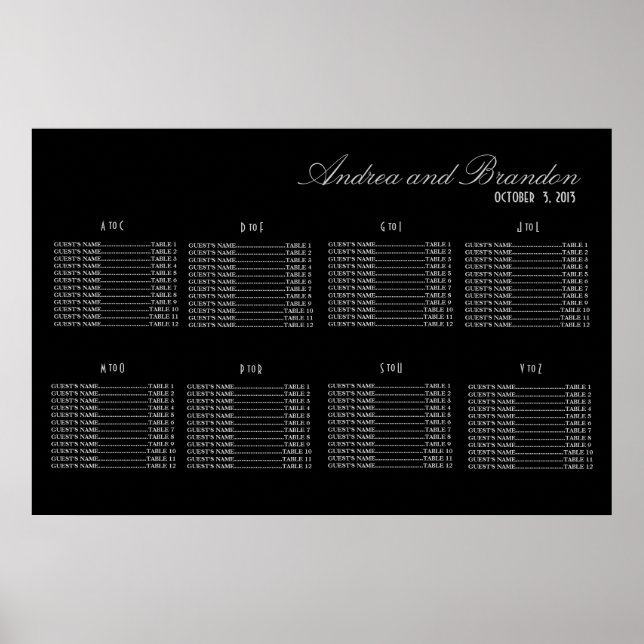 Póster Art Deco Style Wedding Seating Chart (Silver) (Frente)