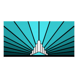 Póster Art deco sun aqua