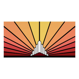 Póster Art deco sun dawn