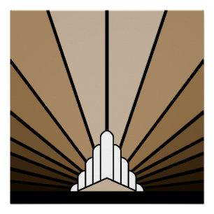 Póster Art deco sun em bronzeado