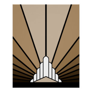 Póster Art deco sun em bronzeado