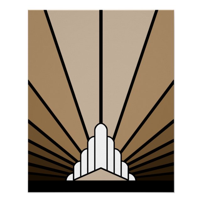 Póster Art deco sun em bronzeado (Frente)