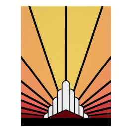 Póster Art deco sun no amanhecer