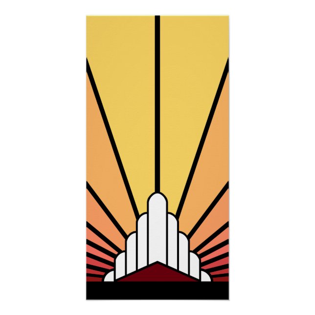 Póster Art deco sun no amanhecer (Frente)