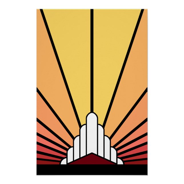 Póster Art deco sun no amanhecer (Frente)