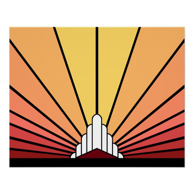 Póster Art deco sun no amanhecer (Frente)