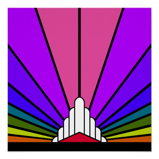 Póster Art deco sun no arco-íris (Frente)