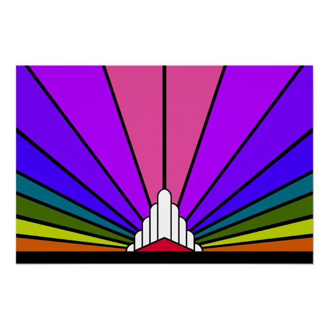 Póster Art deco sun no arco-íris (Frente)