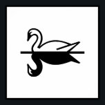 Poster Art Deco Swan<br><div class="desc">Este poster de Arte Deco tem um cisne elegante e gracioso em preto e branco com uma borda preta. Isto na verdade vai com itens na categoria Deco Parisiense de Temas de Casamento em Ladiebug. Eu tenho uma fraqueza por Art Deco e queria isso.</div>