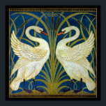 Poster Art Deco Swans<br><div class="desc">Par de arte deco cai nas sementes e na água.</div>