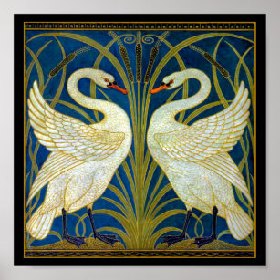 Poster Art Deco Swans