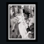 Poster Art Deco Tropical Girl<br><div class="desc">Incrível 1934,  Art Deco,  impressão de Garota Tropical em preto neutro,  branco e cinza. 11x14 mostrado aqui. Disponível em outros tamanhos padrão.</div>
