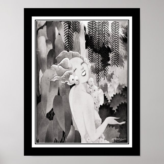 Poster Art Deco Tropical Girl (Frente)