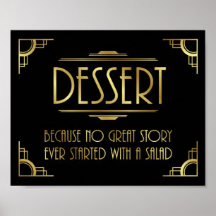 Póster Art Deco Wedding Print DESSERT Sign
