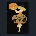 Poster Art Deco Witch Jack O Lantern Pumpkin Black Cat<br><div class="desc">Vintage Halloween impressão</div>