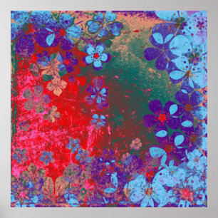 Poster Art floral grunge padrão