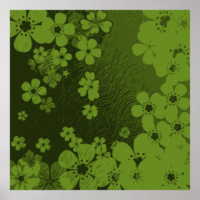 Poster Art green floral grunge (Frente)