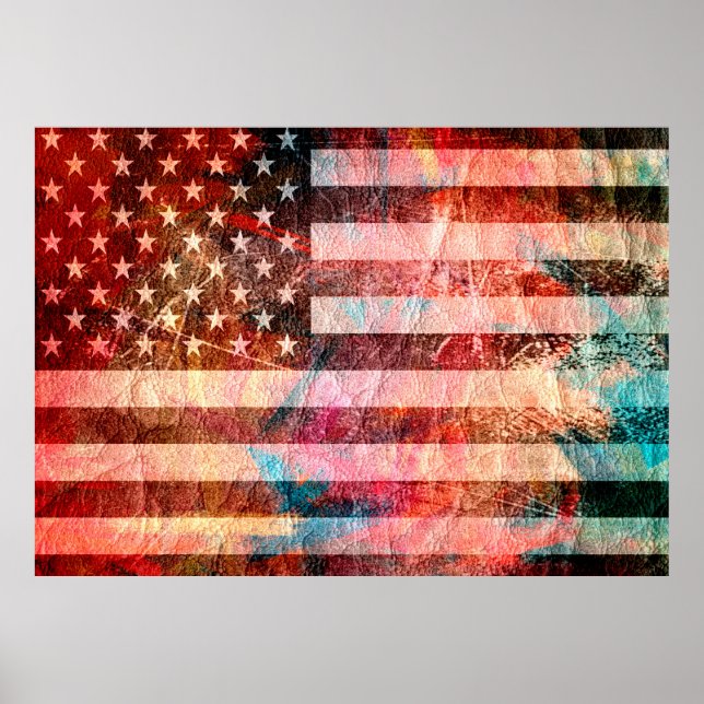 Póster Art Grunge American Flag #6 (Frente)