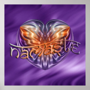 Póster ART Heart NAMASTE ondas lila