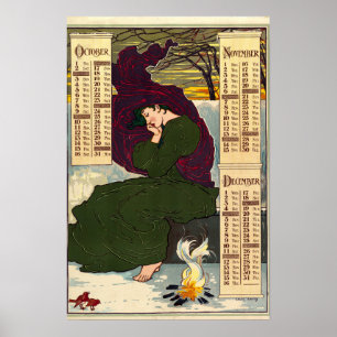 Poster Art Nouveau 1896 Calendar by Louis Rhead