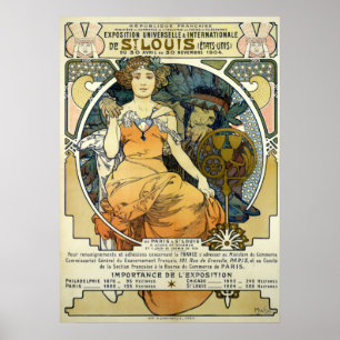 Poster Art Nouveau 1904 Feira Mundial de Alphonse Mucha