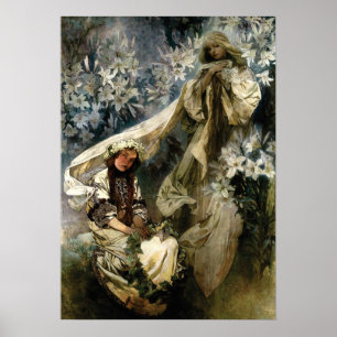 Poster Art Nouveau 1905 Madonna dos lírios por Mucha