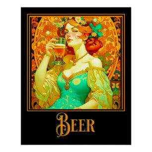 Póster Art Nouveau Beer