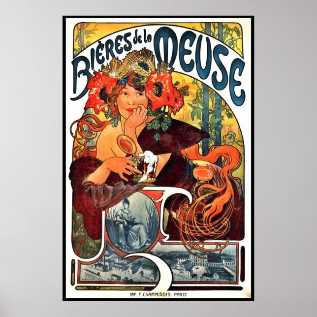 Poster Art Nouveau Beer Ad 1897 (Frente)