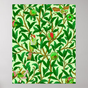 Póster Art Nouveau Bird e Pomegranate, Verde limão