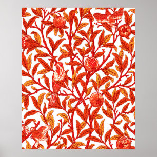 Póster Art Nouveau Bird & Pomegranate, Mandarin Orange